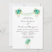 Mint & Gold Floral String Lights Rehearsal Dinner Kaart (Voorkant)