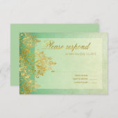 Mint & Gold Gatsby Glitter Flourish RSVP (Voorkant / Achterkant)