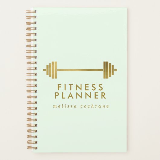 Mint & Gold-gepersonaliseerde fitness Planner (Voorkant)