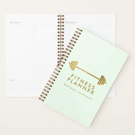 Mint & Gold-gepersonaliseerde fitness Planner (Display)