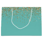 Mint Gold Glam Glitter Bruiloft Groot Cadeauzakje (Voorkant)
