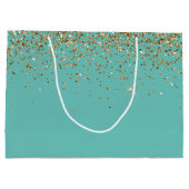 Mint Gold Glam Glitter Bruiloft Groot Cadeauzakje (Achterkant)