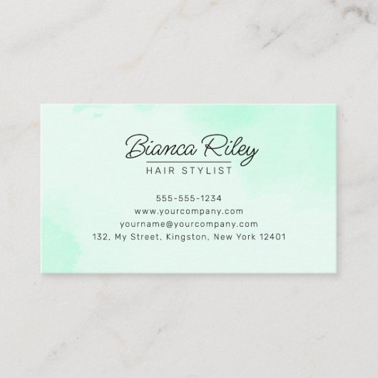 Mint Gold Glitter Agate Haarstylist Salon Visitekaartje (Voorkant)