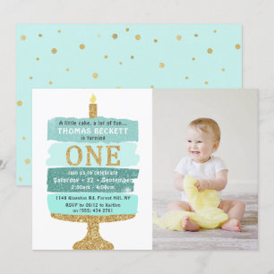 Mint & Gold Glitter Cake Foto van 1 oktober Kaart