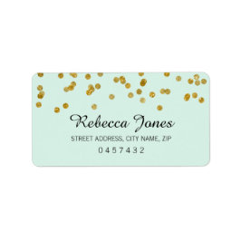Mint Gold Glitter confetti Adresetiketten Etiket