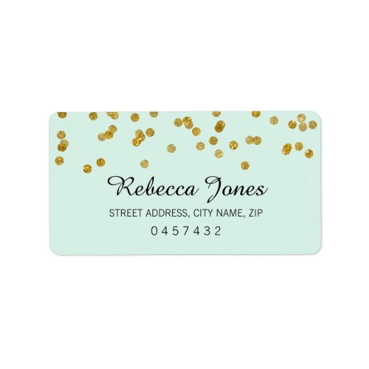 Mint Gold Glitter confetti Adresetiketten Etiket (Voorkant)