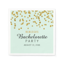 Mint Gold Glitter confetti Bachelorette Servetten