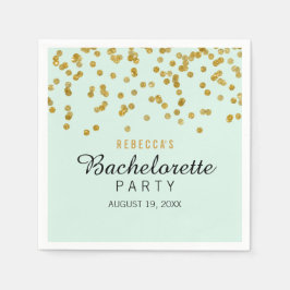Mint Gold Glitter confetti Bachelorette Servetten