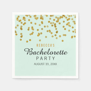 Mint Gold Glitter confetti Bachelorette Servetten