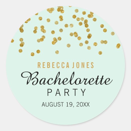 Mint Gold Glitter confetti Bachelorette Sticker (Voorkant)