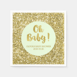 Mint Gold Glitter Confetti Oh Baby Baby shower Servetten