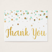 Mint Gold Glitter Confetti Verjaardag Bedankt Visitekaartje (Voorkant)