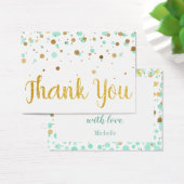 Mint Gold Glitter Confetti Verjaardag Bedankt Visitekaartje (Bureau)