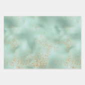 Mint Gold Glitter Glitz Inpakpapier Vel (Voorkant)