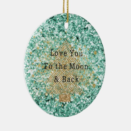 Mint Gold Glitter Kerstboom Keramisch Ornament (Rechts)