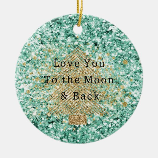 Mint Gold Glitter Kerstboom Keramisch Ornament (Voorkant)