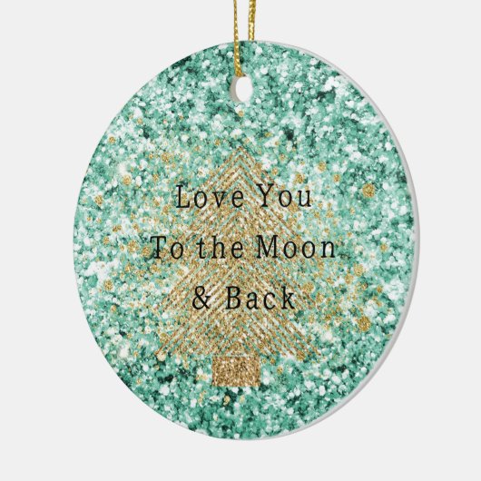 Mint Gold Glitter Kerstboom Keramisch Ornament (Links)