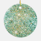 Mint Gold Glitter Kerstboom Keramisch Ornament (Achterkant)