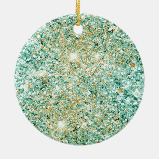 Mint Gold Glitter Kerstboom Keramisch Ornament (Achterkant)