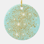 Mint Gold Glitter Kerstboom Liefde Keramisch Ornament (Achterkant)