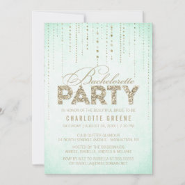 Mint & Gold Glitter Kijk Bachelorette Party Kaart