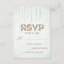 Mint & Gold Glitter Look Bruiloft RSVP Kaart