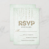Mint & Gold Glitter Look Bruiloft RSVP Kaart (Voorkant / Achterkant)