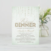 Mint & Gold Glitter-look Rehearsal Dinner Kaart (Staand voorkant)