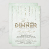 Mint & Gold Glitter-look Rehearsal Dinner Kaart (Voorkant / Achterkant)