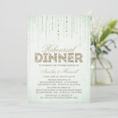 Mint & Gold Glitter look Rehearsal Dinner Uitnodig Kaart (Staand voorkant)