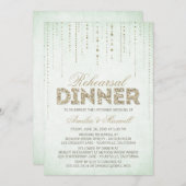 Mint & Gold Glitter look Rehearsal Dinner Uitnodig Kaart (Voorkant / Achterkant)