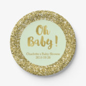 Mint Gold Glitter Oh Baby Bord (Voorkant)