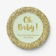 Mint Gold Glitter Oh Baby Bord