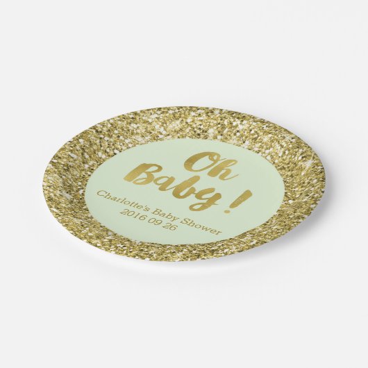 Mint Gold Glitter Oh Baby Bord (Gekanteld)