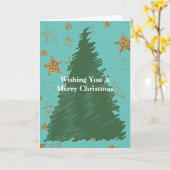 Mint Gold Glitter Sterren Kerstboom Kaart (Gele Bloem)