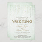 Mint & Gold Glitter Watch Wedding Kaart (Voorkant / Achterkant)