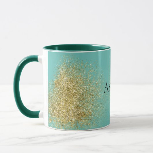 Mint Gold Glitzy Glitter Mok (Links)