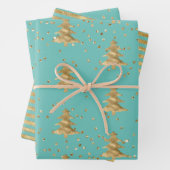  Mint Gold Kerstboom Glitz Inpakpapier Vel (In situ)