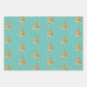 Mint Gold Kerstboom Glitz Inpakpapier Vel (Voorkant)