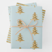 Mint Gold kerstboomstripes   Inpakpapier Vel (In situ)