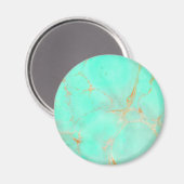 Mint & Gold Marble Abstract Aqua Blauwgroen geverf Magneet (Voorkant / Achterkant)