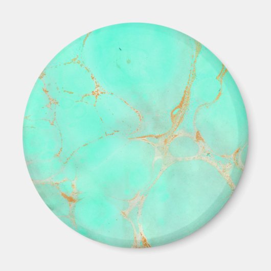 Mint & Gold Marble Abstract Aqua Blauwgroen geverf Magneet (Voorkant)