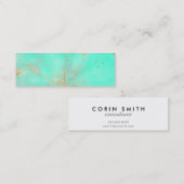 Mint & Gold Marble Abstract Aqua Blauwgroen geverf Mini Visitekaartje (Voorkant / Achterkant)