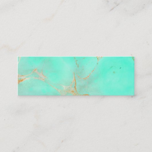 Mint & Gold Marble Abstract Aqua Blauwgroen geverf Mini Visitekaartje (Voorkant)