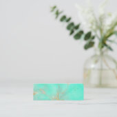 Mint & Gold Marble Abstract Aqua Blauwgroen geverf Mini Visitekaartje (Staand voorkant)
