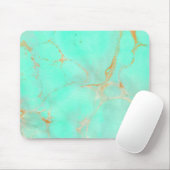 Mint & Gold Marble Abstract Aqua Blauwgroen geverf Muismat (Met muis)