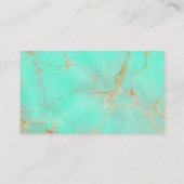 Mint & Gold Marble Abstract Aqua Blauwgroen geverf Visitekaartje (Achterkant)