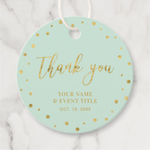 Mint & Gold   Modern Birthday Favor Dank u Bedankjes Labels