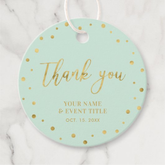 Mint & Gold | Modern Birthday Favor Dank u Bedankjes Labels (Voorkant)