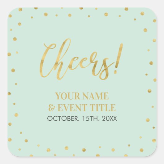 Mint & Gold | Modern Cheers Adult Birthday Favor Vierkante Sticker (Voorkant)